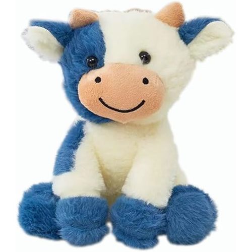 Cow Stuffed Animal Cute Cow Plush Doll Toy 9 inch for Girls Boys Christmas (zuoniu deep Blue)