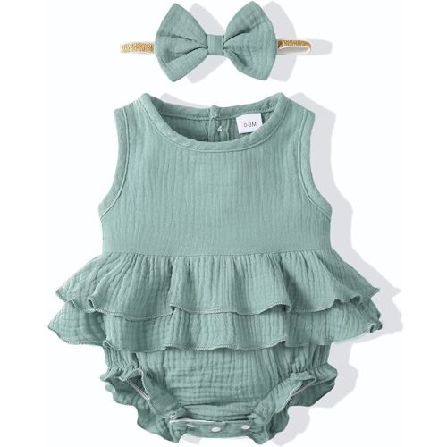 Renotemy Newborn Infant Baby Girl Clothes Rompers Summer Jumpsuits Short Sleeve Romper Infant Baby Clothes Girl