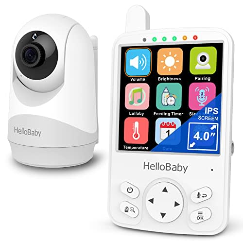 HelloBaby Baby Monitor with Camera and Audio, 4" Video Baby Monitor No WiFi,1000ft Long Range Baby Monitor,29H Long Battery Life,Pan-Tilt-Zoom, Audio Mode, Night Vision, 2-Way Talk, Temp Monitoring