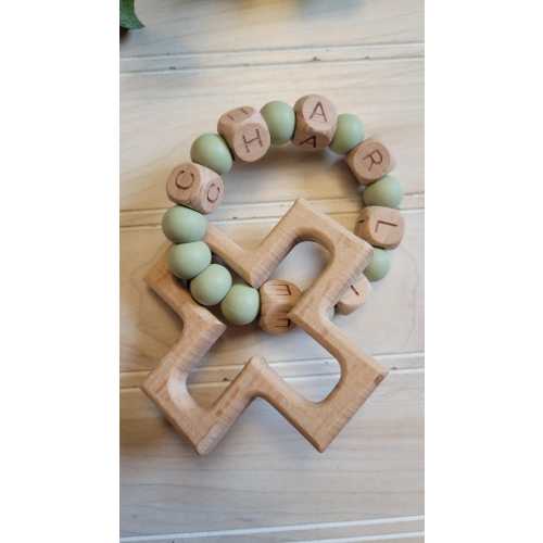 Personalized Silicone Decade Rattle Rosary, Baby and Child's First Rosary, Baptism Gift, Sensory Toy