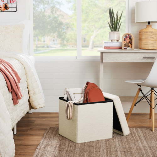 Mainstays Collapsible Storage Ottoman, Cream