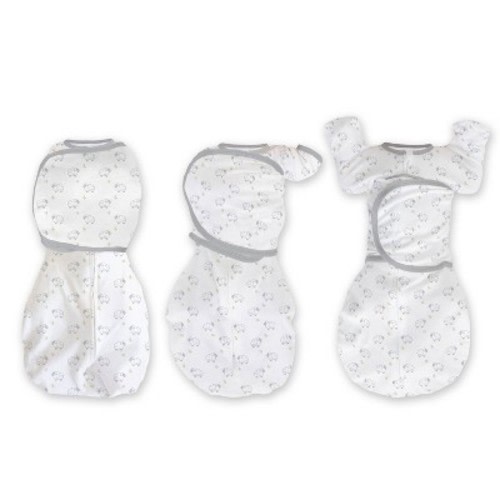 SwaddleDesigns Baby Omni Swaddle Sack with Wrap, Arms Up Elbow Length Sleeve with Mitten Cuffs - Tiny Lambs - 0-3m
