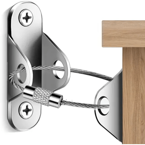 Furniture Anchors (10 Packs) Anti Tip Furniture Anchors for Baby Proofing, Furniture Wall Anchor Earthquake Straps for Furniture Dresser Wall Safety Anchor Furniture Fasteners to Wall, Silver