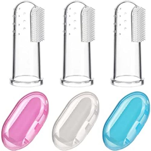 Jochebed Baby Finger Toothbrush for Training Teething - Infant & Toddles & Lids Teeth Brush Soft Babies Toothbrushes Oral Cleaning Massager to Train Your Child Healthy Oral Habits -3 PCS