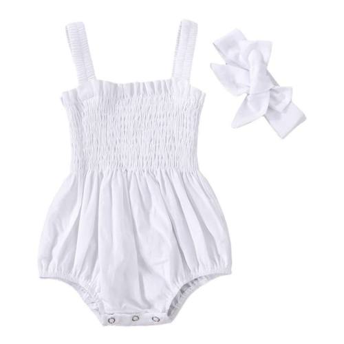 Baby Girls Smocked Romper with Headband