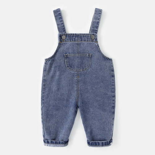 BLTIBY Toddler Jeans Overalls Baby Boys Girls Loose Fit Denim Romper Bib Denim Suspender Baggy Pants with Pockets Blue 3-6 Months