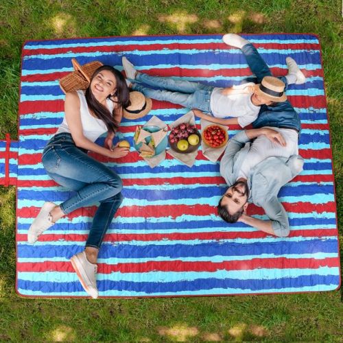 Tirrinia Extra Large Picnic Blanket, Waterproof Lightweight Portable Outdoor Mat for Family Camping, Park, Beach, ( US Unique Print, 70''X80'')