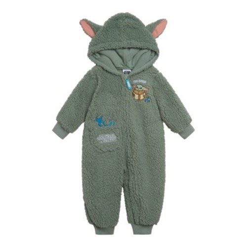Star Wars The Mandalorian Baby Boy or Girl Costume Zip-Up Hooded Embroidered Coverall Sage Green Grogu 3-6 Months