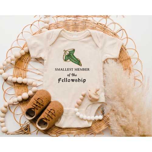 Smallest Member Fellowship Baby Bodysuit, Fantasy Inspired Newborn Outfit, Geek Infant Onesie