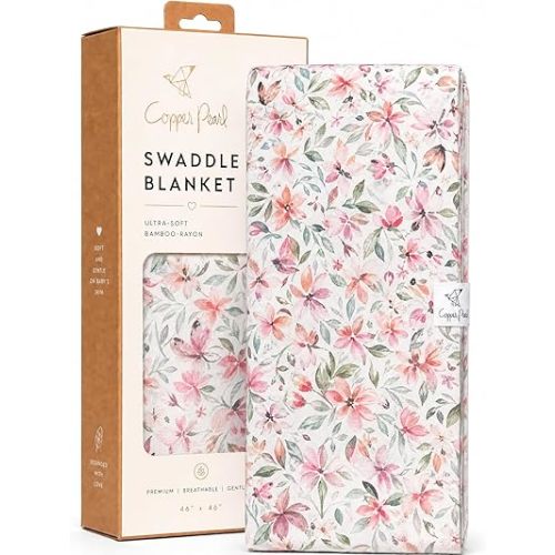 Copper Pearl Swaddle Blankets for Newborns | Soft Stretchy Receiving Blankets for Boys and Girls | Large 46 x 46 Inch Baby Blankets | Lightweight and Breathable Swaddles | Natalie