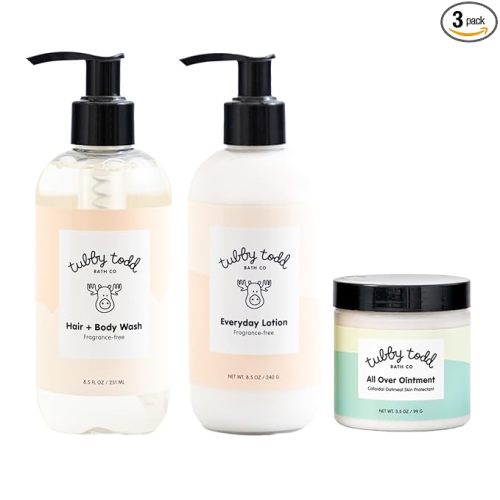 TUBBY TODD 3-Step Baby Bath & Skincare Routine - The Regulars Bundle - 8.5oz Baby Shampoo and Body Wash, 8.5oz Everyday Lotion & 3.5oz All Over Ointment - Fragrance-Free