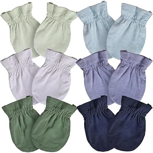 PurComfy SuperSoft Baby Mittens, Bamboo Viscose Infant Newborn Mittens for Girls Boys No Scratch Gloves 6 Pack