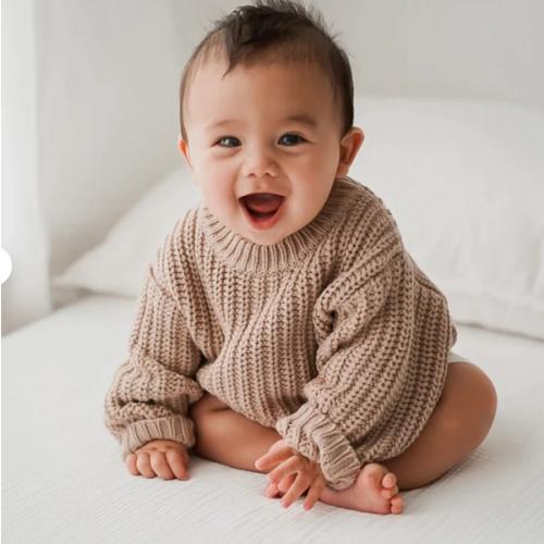 Chunky Knit Braided Cotton Baby Kids Sweater – Olive and Cradle