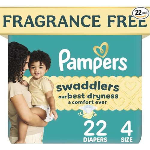 Pampers Swaddlers Diapers, Size S4 (15-34 lbs), 22 Count, Absorbent, Keeps Baby Dry and Comfortable, Pediatrician Recommended Skin Safe Disposable Baby Diaper