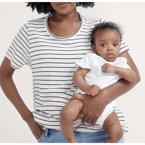 The Luxe Nursing Tee, Size: 2, Color: Black/White Stripe