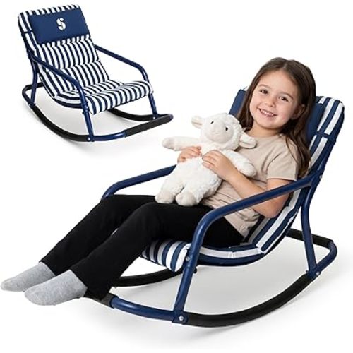 Special Supplies Sensory Rocking Chair for Kids - Comfortable Kids Rocker- Versatile Floor Chair with Soft Fabric and Stability for Playroom, Bedroom, or Nursery (Ages 3+) (Navy)