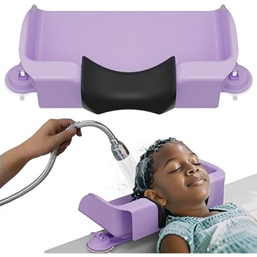 Lifewit Hair Washing Station for Kids, Neck Support Shampoo Bowl for Kitchen Sink or Bathtub at Home, Portable Hair Wash Basin for Toddlers, Children, Teens, Purple, 10 inch/ 26 cm Wide