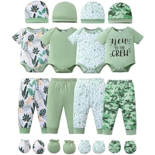 NZRVAWS Newborn Baby Boy Girl Clothes Unisex Preemie Infant Must Have Pants Set Outfits 0-18 Months 20 Pcs Essentials Gift