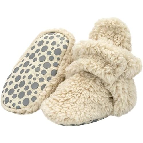Zutano Baby Furry Fleece Booties with Grippers, Organic Cotton Lining