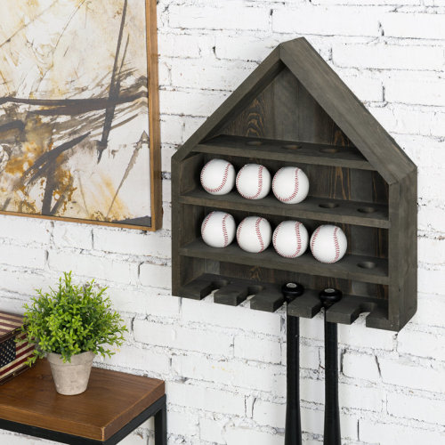 Gracie Oaks Sports Baseball and Bat Storage Rack | Wayfair