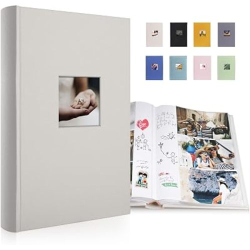 1DOT2 Photo Album 4x6 With Writing Space, Holds 300 Photos, Beige