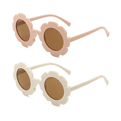 TOSGMLOUS Round flower Sunglasses for Kids Girl Boys Matte Coloful Sunflower Shades Outdoors UV400 Protection Eyewear