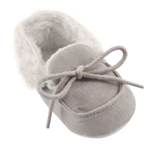 Luvable Friends Baby Unisex Moccasin Shoes, Gray, 6-12 Months