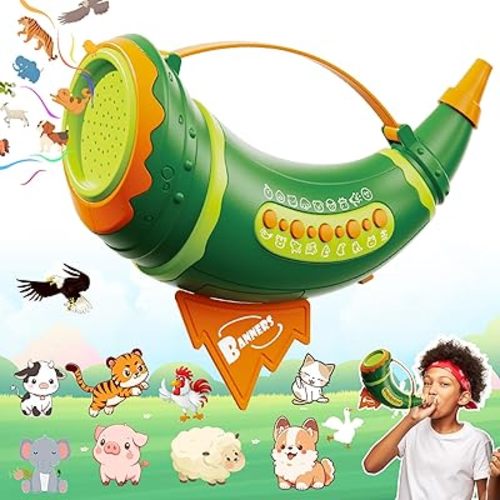 Outdoor Discovery Animal Caller Toys for Kids Toddlers, Hunting Toys with 2 Modes & 30 Realistic Animal Sounds, Animal Toys with 8" Horn and 5-Level Lights, Early Learning for Boys Girls