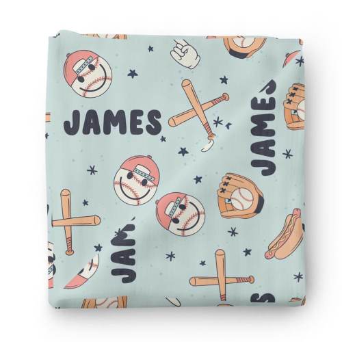Home Run Personalized Swaddle Blanket