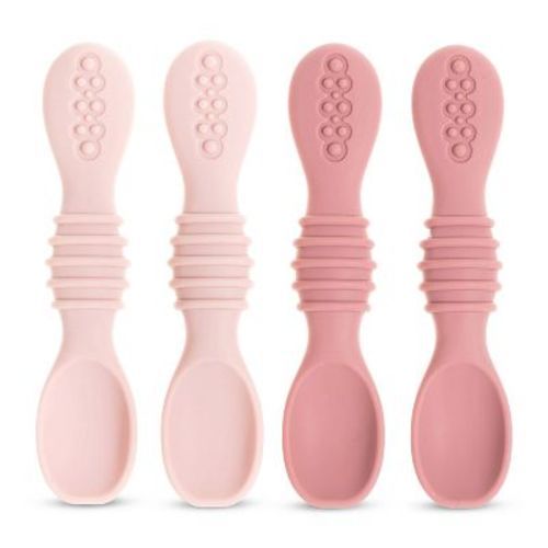 Silicone Baby Spoons for Baby Led Weaning 4-Pack, First Stage Baby Feeding Spoon Set Gum Friendly BPA Lead Phthalate and Plastic Free