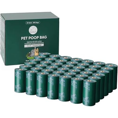 ATIFBOP Dog Poop Bags Rolls, Extra Thick and Leak-proof Poop Bag for Dogs, 600 Bags 40 Refill Rolls, Scented Waste Bag for Dog and Cat, Made form 65% Recycled Plastics