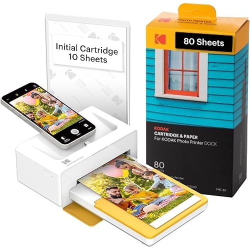 KODAK Dock Plus 4PASS Instant Photo Printer, 4x6 inches, 50 Sheets Bundle