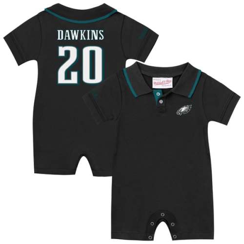 Infant Mitchell & Ness Brian Dawkins Black Philadelphia Eagles Retro Roots Player Rugby Romper