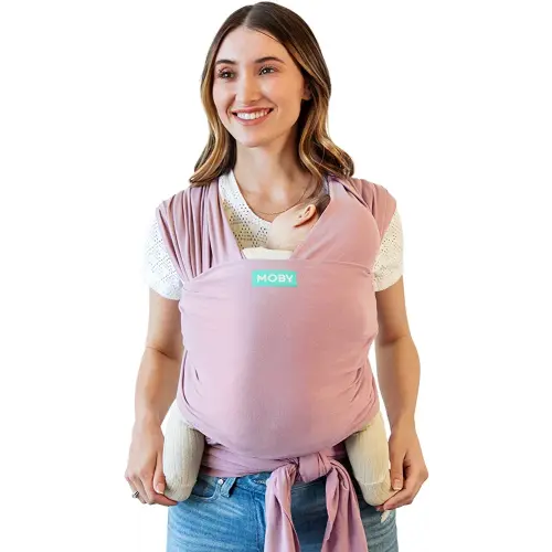 Moby Baby Wrap Carrier Classic for Newborns to Toddlers (8-33lbs), Infant Sling Carrier, Lightweight & Hands Free Design, Adjustable for All Body Types (Dusty Rose)
