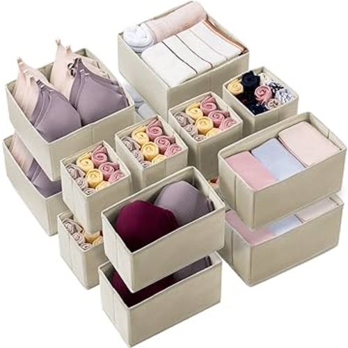 Kootek 16 Pack Drawer Organizers for Clothing, Dresser Drawer Organizer Clothes Fabric Foldable Dividers, Cabinet Closet Organizers and Storage Boxes for Baby Clothes, Underwear, Bras, Socks
