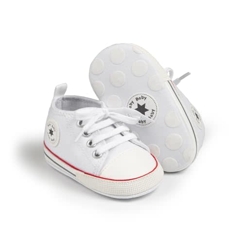 KIDSUN Unisex Baby Boy Girl Canvas Sneaker Soft Sole Infant Lace up Newborn Ankle Toddler First Walkers Crib Shoes