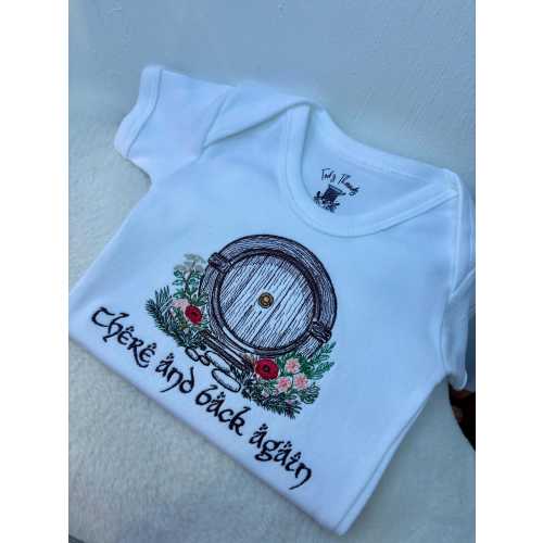 There and Back Again, Embroidered Hobbit Hole LOTR inspired Baby Vest. Tolkien Baby Clothing. Gift for Newborn Baby, Fantasy Style Romper
