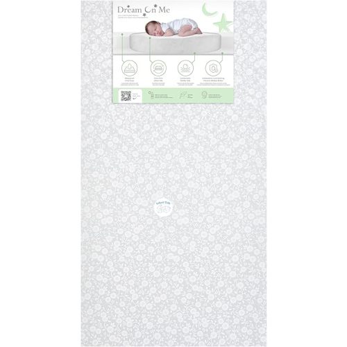 Dream On Me Dreamland Orthopedic Firm Fiber Crib and Toddler Bed Mattress, Greenguard Gold and JPMA Certified, Waterproof Vinyl Cover, Dual-Sided Mattress, Grey, Made In The U.S.A