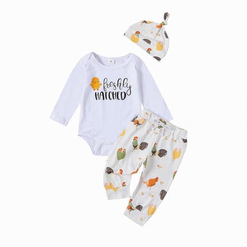 Twopumpkin Infant Baby Boy Farm Letter Bodysuit Romper and Long Pants Newborn Coming Home Outfit Cute Clothes Sets with Hat