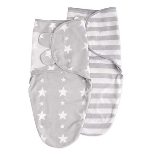 Egmao 100% Organic Cotton Baby Swaddle Sleepsack Wrap, 0-3 Months, Unisex, 2-Pack Star Stripe