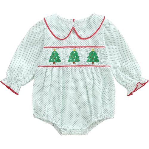 Amnnchya Baby Girl Christmas Outfit Peter Pan Collar Plaid Romper Newborn Thanksgiving Outfits Infant Halloween Clothes
