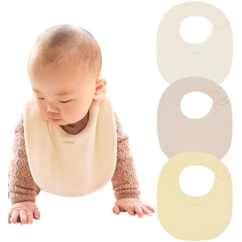 Konny Baby Bibs Terry Towel 3-Pack Set, Soft and Absorbent Cotton Feeding Drooling Infant Toddler Boys and Girls