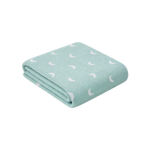 Organic Cotton Waffle Swaddle Blanket, Light Blue Moon