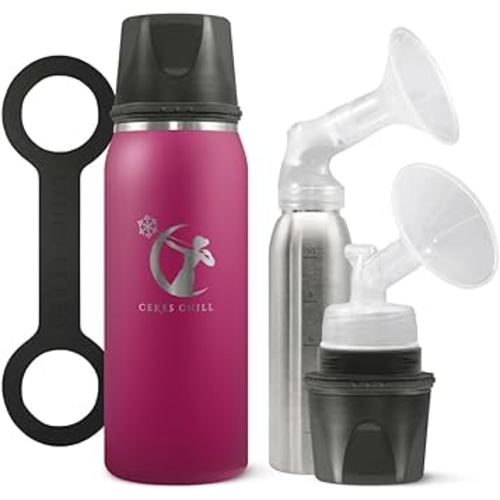 Breastmilk Chiller Reusable Storage Container by CERES CHILL | Keeps Milk Safe for up to 20 Hours | Connects w/Major Pumps(1 Chiller, Plum)