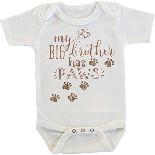 Witty and Bitty My Big Brother Has Paws in Brown Onesie/Bodysuit