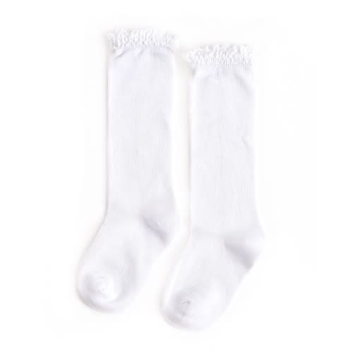 White Lace Top Knee High Socks
