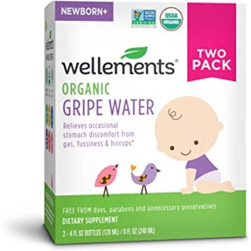 Wellements Gripe Water 4 Fl Oz (Pack of 2) Relief for Baby Gas, Colic & Fussiness, Herbal Remedy of Chamomile, Fennel Seed & Ginger Root, USDA Certified Organic, Gluten Free & Non GMO, Ages Newborn+