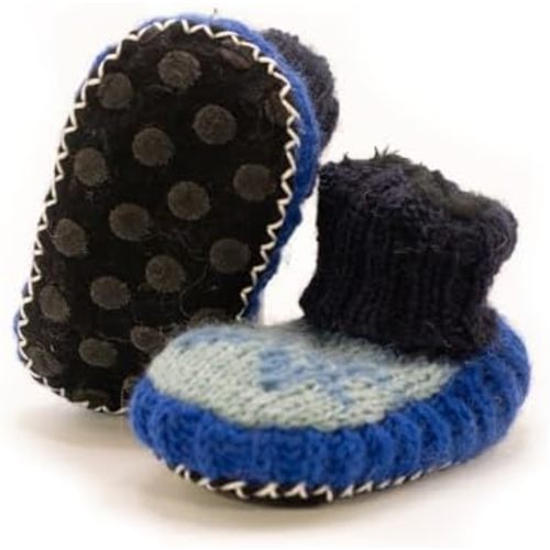 Tibetan Socks Hand Knit Wool Baby Slippers Lined in Fleece With Non Slip Soles For Boys and Girls 0-36 months