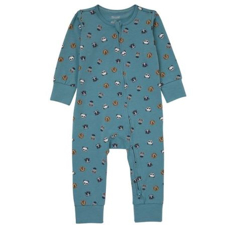 Hanes Pure Comfort Baby Long Sleeve Footless Sleep N' Play, Organic Cotton, Boys & Girls Teal Animals 6MTH