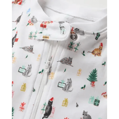 Petite Plume Pima Romper in Merry Meow (0/3 Months)